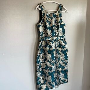 Charles Henry brocade green&gold cocktail dress.  A perfect holiday party dress!